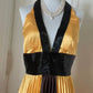 Robe de soirée longue en satin jaune à perles exquises, robe de bal tendance, gh4267