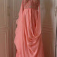 ✨Robe de soirée longue en mousseline de soie rose fantaisie déesse grecque gh4269