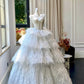 Girlhomeshops – Weißes, exquisites, langes, elegantes Brautkleid mit Feenfedern, gh5445