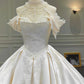 Girlhomeshops--✨White vintage exquisite beaded tube top satin lace wedding dress, court beauty, elegance and sexiness gh5441