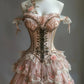 Pink Vintage Sweet Beaded Floral Short Chiffon Homecoming Dress Birthday Party Dress Prom Dress gh4687