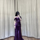 Lila Schöne Elegante Satin Lange Schlanke Bodenlangen Ballkleid Abendkleid Ballkleid gh4203