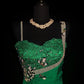 Green Vintage Fashion Elegant Exquisite Beaded Lace Long Satin Floor Length Trailing Ball Gown Evening Gown Party Dress gh3816