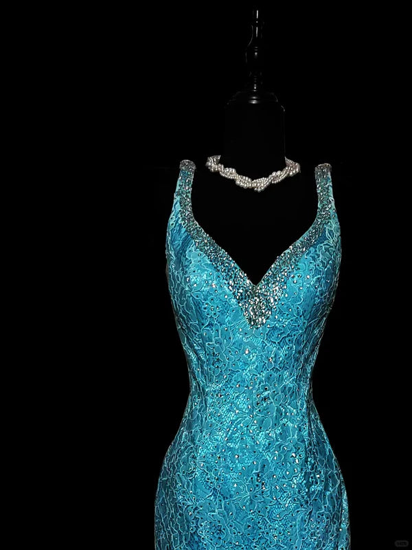 Robe de soirée élégante à col en V et motif floral, style sirène, longue, en satin, longueur au sol, robe de bal, gh3818