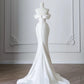 White simple fashion mermaid slim long satin wedding dress wedding dress prom dress evening dress gh4828