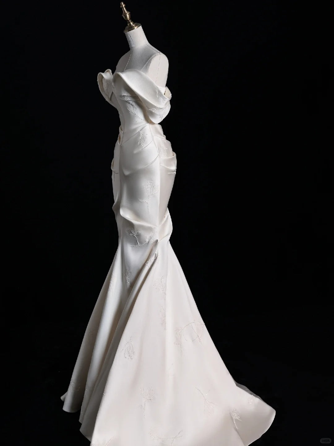 Elfenbein Elegantes Satin Langes Meerjungfrau Schlankes Bodenlanges Ballkleid Abendkleid Brautkleid gh4199