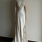 Robe de mariée longue en satin blanc et dentelle exquise, avec traîne, modèle gh6807