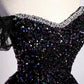 Midnight Galaxy - Off-the-shoulder dazzling sequined evening gown gh7072