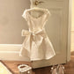 Girlhomeshops-White Beaded Short Satin Eighth Grade Dress Homecoming Dress Birthday Party Dress gh5291