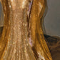 Girlhomeshops--Gold gorgeous sparkling exquisite beaded mermaid long prom dress gh5488