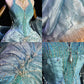 Mermaid Style Sea Blue Halter Pearl Tassel Ballgown - Ocean Theme Wedding & Cosplay Dress gh6557