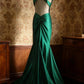 girlhomeshops-Sleeveless Deep V - Neck Backless Dark Green Satin Mermaid Dress, Retro Elegant Slim - fitting Floor - length Evening Gown  gh5827