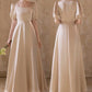 Champagner Elegante Mode Lange Satin Ballkleid Abendkleid Partykleid Brautjungfernkleider Ballkleid Hochzeit Mutter des Jahres Kleid gh3998