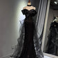 Girlhomeshops -Black shiny elegant long sequined tulle Prom dress evening gown graduation dress gh5107