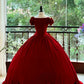 Girlhomeshops - Burgunderrot, elegant, Retro, lang, Samt, Quinceanera-Kleid, Ballkleid, Abschlussballkleid, Prinzessinnenkleid, gh5005