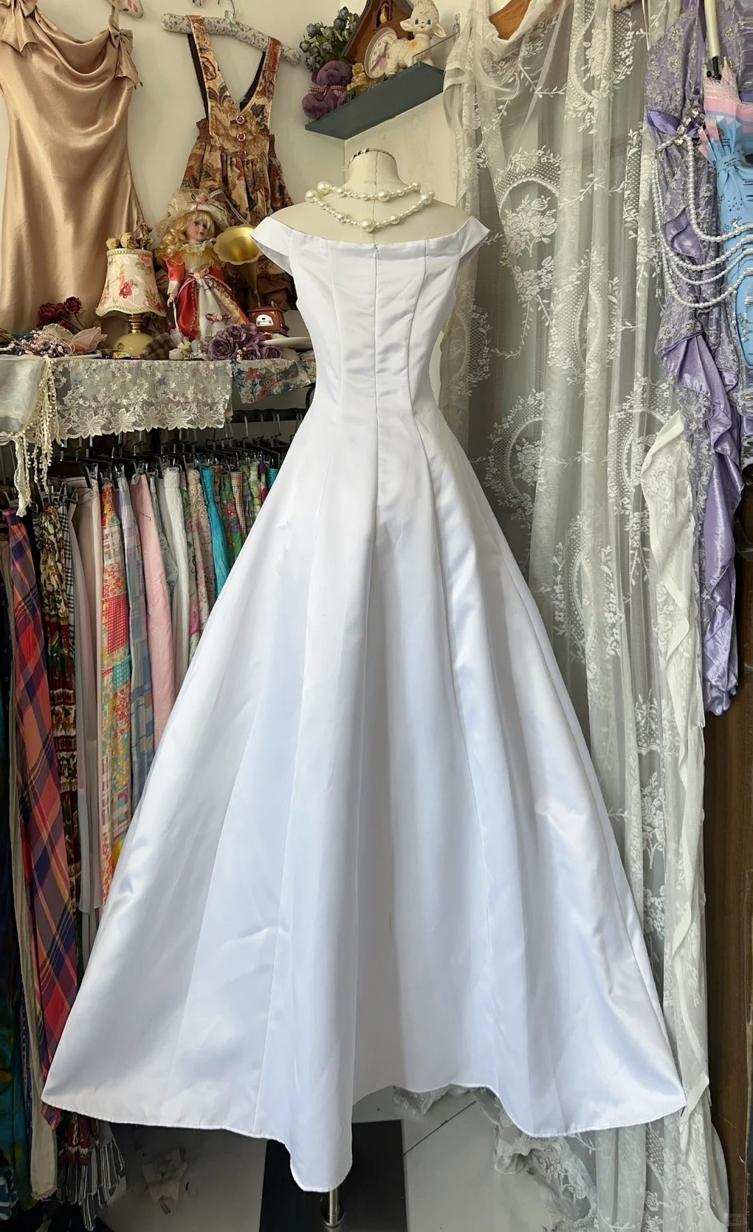 Girlhomeshops - Robe de soirée longue en satin blanc, coupe trapèze, élégante et simple, gh5190