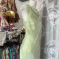 Girlhomeshops - Robe de soirée longue en satin vert, simple et élégante, gh5179