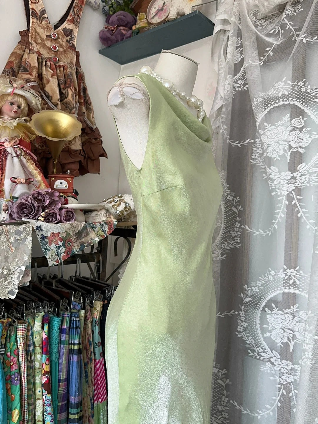 Girlhomeshops - Robe de soirée longue en satin vert, simple et élégante, gh5179