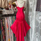 Robe de soirée sirène rouge longue en satin à bretelles spaghetti, magnifique robe de bal gh4394