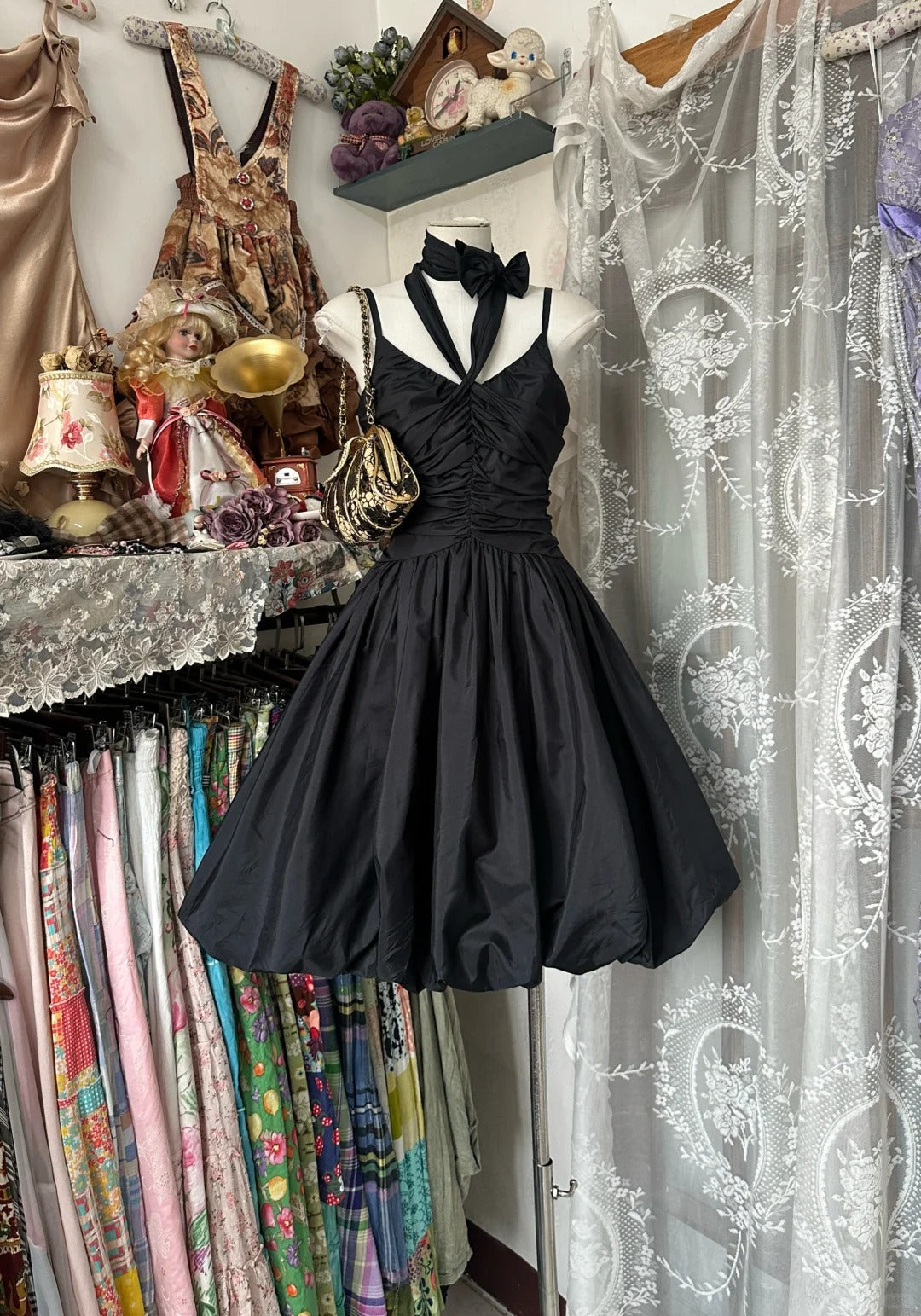 Robe de soirée courte noire, élégante et simple, style rétro, robe de bal d'anniversaire, gh4775