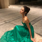 Green strapless fashionable and elegant long sheer evening gown gh6755