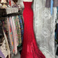 Robe de soirée longue sirène en dentelle rouge exquise gh6684