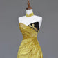 Girlhomeshops -Yellow floral long velvet prom dress evening dress party dress gh5117