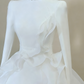 Formal Dress White-Blue Gradient Tulle High-Neck Long-Sleeve Tiered Train Gown Wedding Dress  gh6390
