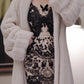 Vintage Dark Romantic Court Style Lace Paneled Ankle-Length Mermaid Butterfly Print Camisole Gown - Slim Elegant Dress for Dinner & Party Events gh6490