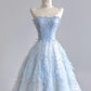 Girlhomeshops--Light blue organza fairy long floor-length tulle prom dress wedding dress gh5487