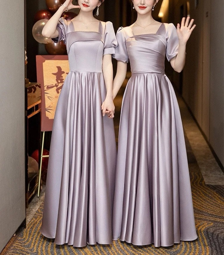Lila Elegante Mode Lange Satin Ballkleid Abendkleid Partykleid Brautjungfernkleider Ballkleid gh3996