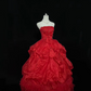 Red Strapless Cinched Waist Voluminous Princess Skirt Luxury Romantic Dress, Wedding Gown gh8000