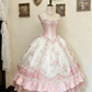 Green and White Rose Rococo Palace Dress gh6781