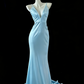 Weißes Meerjungfrau-Kleid, elegant, lang, Satin, Ballkleid, Abendkleid, Partykleid, gh4474
