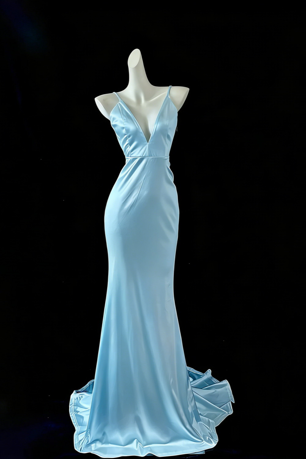 Weißes Meerjungfrau-Kleid, elegant, lang, Satin, Ballkleid, Abendkleid, Partykleid, gh4474