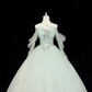 Light Green Ombre Strapless Cinched Waist Voluminous Skirt Long Romantic Dress, Wedding Gown gh7867