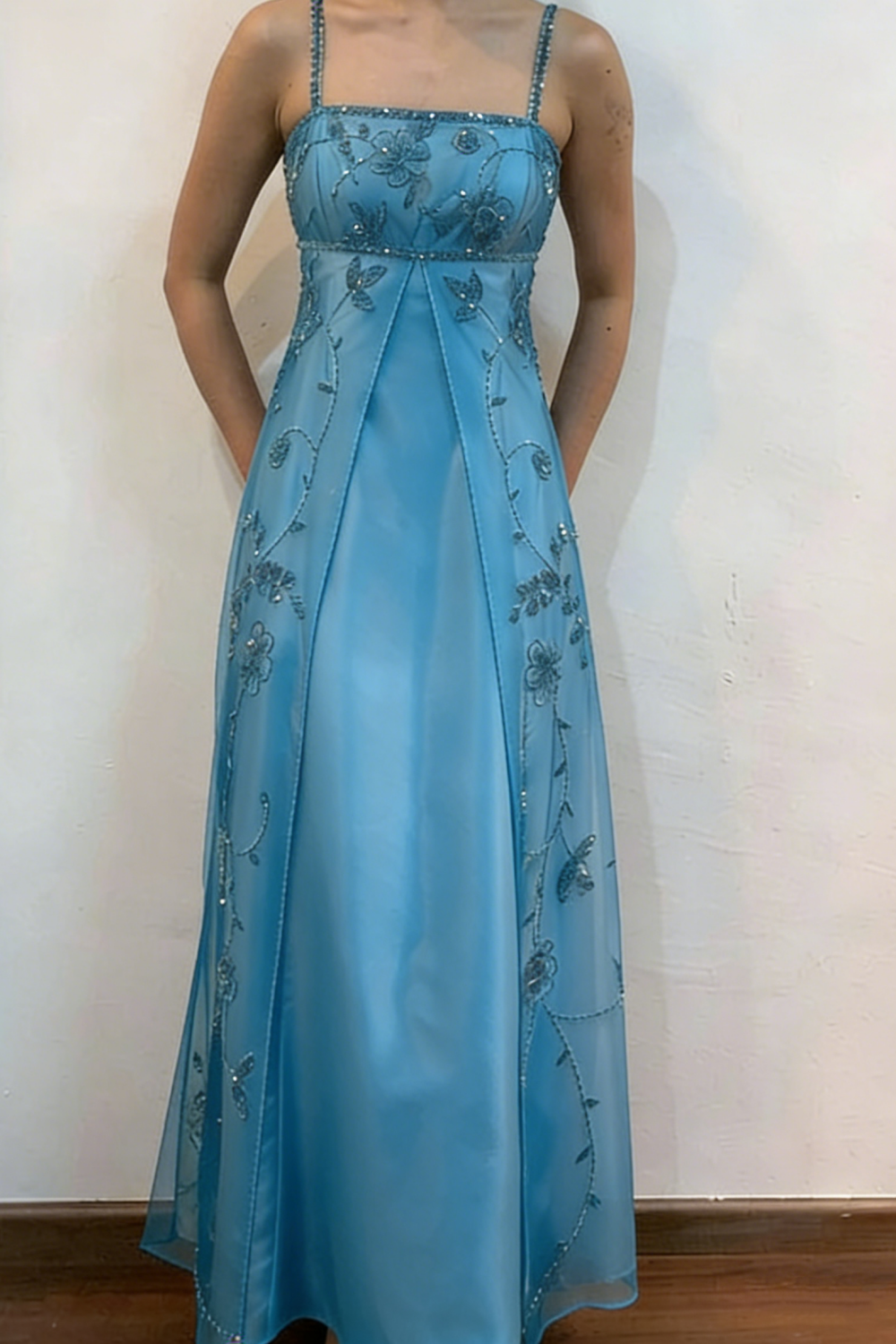 Robe de soirée longue en tulle, élégante et tendance, à bretelles spaghetti, style bal de promo, marron, gh3590