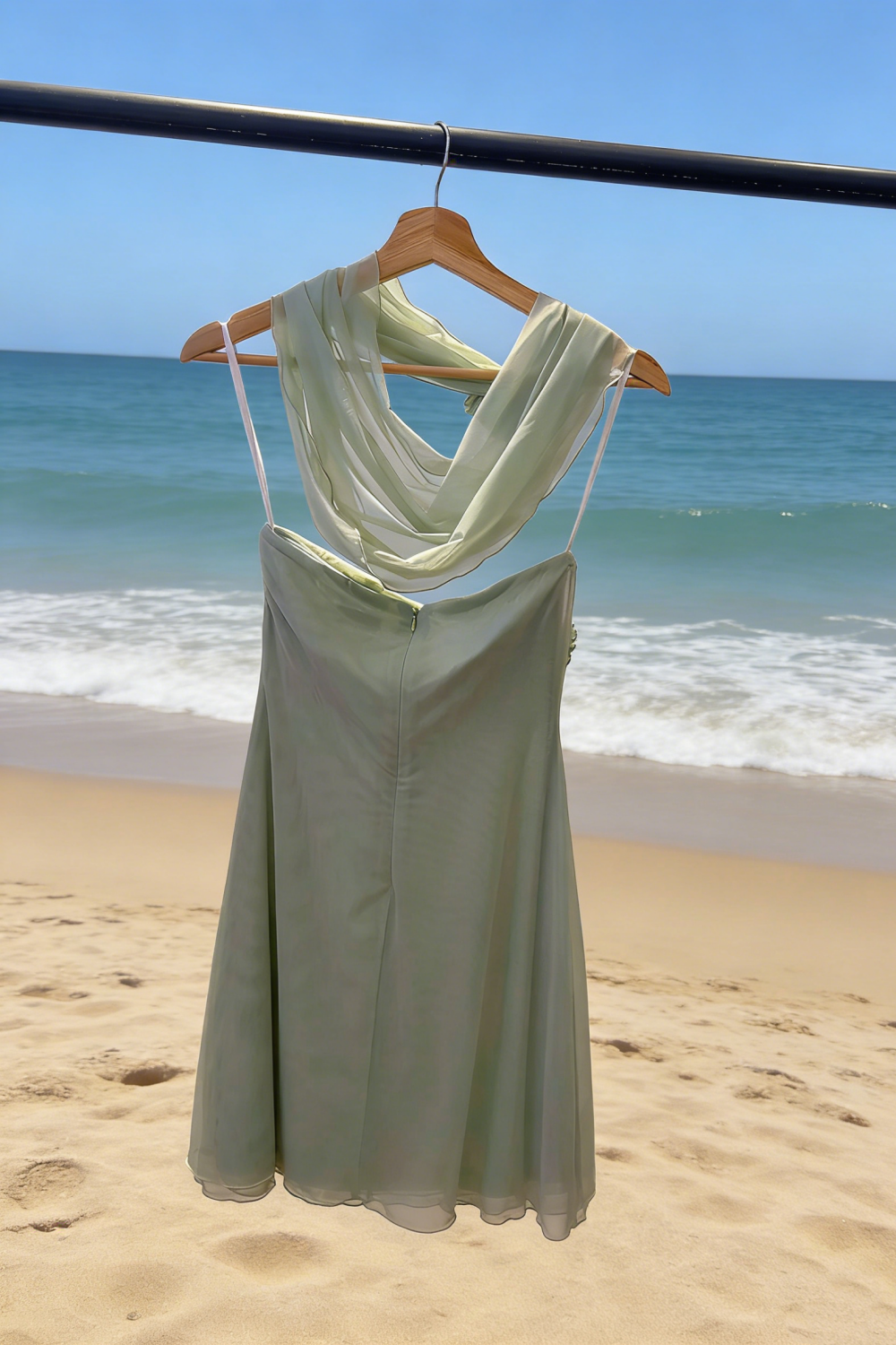 Robe courte trapèze à fleurs 3D vert menthe - Style printanier frais gh6965