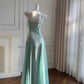 girlhomeshops- Minimalist Mint Green/Pastel Pink Spaghetti Strap Slim-Fit Long Evening Gown gh6098