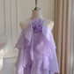 Purple romantic lace long suspender chiffon dress Holiday Dress gh6793