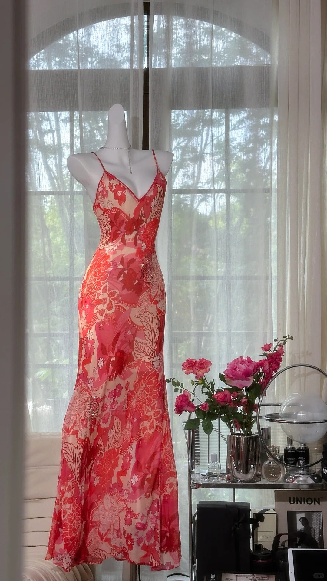 Rote Perlen Romantische Elegante Lange Chiffon Ballkleid Abendkleid Party Kleid Datum Kleid gh4615