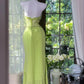 Grünes romantisches Feenkleid aus Chiffon mit exquisiter Perlenverzierung, langes Date-Kleid, Partykleid gh6910