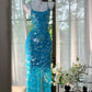 Blaues funkelndes Ballkleid, langes Chiffon-Ballkleid, Abendkleid, Geburtstagskleid, Hochzeitskleid, gh4528