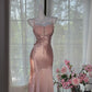 Robe de soirée longue en satin rose, élégante et romantique, sexy, gh4401