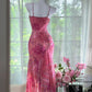 Rosa Mode Elegante Lange Chiffon Reise Urlaub Party Kleid gh4888