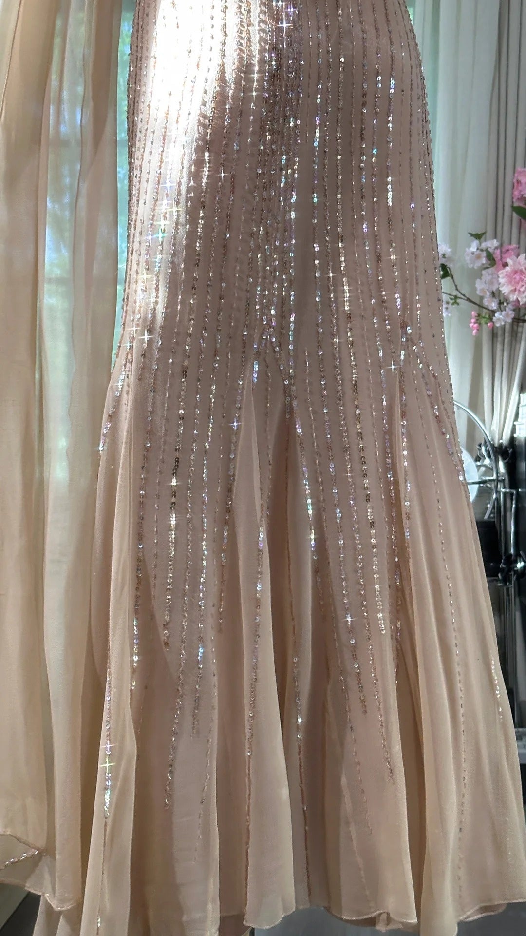 Robe de soirée romantique féerique en mousseline de soie ornée de perles exquises gh69123
