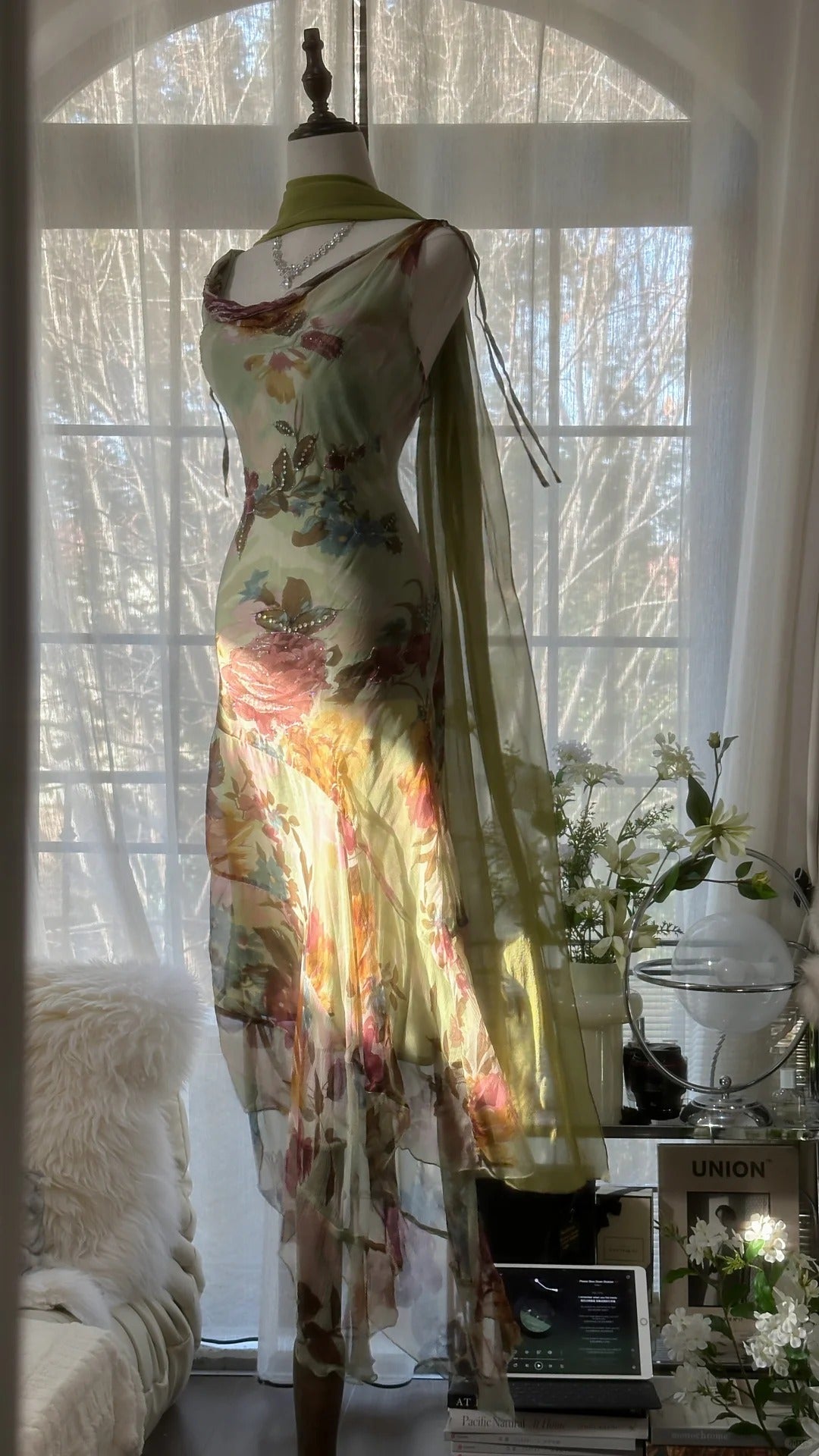 Grün Romantisch Farbverlauf Mode Elegant Exquisite Perlenbesatz Langes Chiffon Ballkleid Abendkleid Geburtstags-/Hochzeitsgast-/Feiertagspartykleid Ballkleid Valentinstags-Date-Kleid gh4030