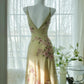 Yellow Elegant Romantic Delicate Pink Floral Beading Spaghetti Straps Midi/Short Chiffon Homecoming Ball Gown Evening Dress Birthday/Wedding Guest/Holiday Party Dress Prom Dress gh4023