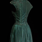 ✨Girlhomeshops-Dark Green Cap Sleeve Beaded Rhinestone A-Line Gown Shimmer Tulle gh10147