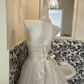 Ivory Strapless Embroidered Waist-Cinched Voluminous Skirt Long Romantic Dress, Wedding Gown gh7715